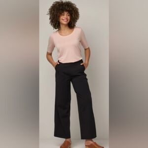 Wool& Lane Wide Leg Ponte Pants Women's Long Medium Blk